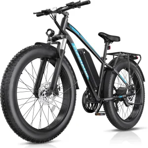 Electric Bike for Adults, Peak 1000W Ebike, 25MPH 60Miles Electric Mountain Bike, 26" Fat Tire Adult Electric Bicycle with 48V 13AH Battery, Rear Rack, 7 Speed, Front Suspension, Turn Signal