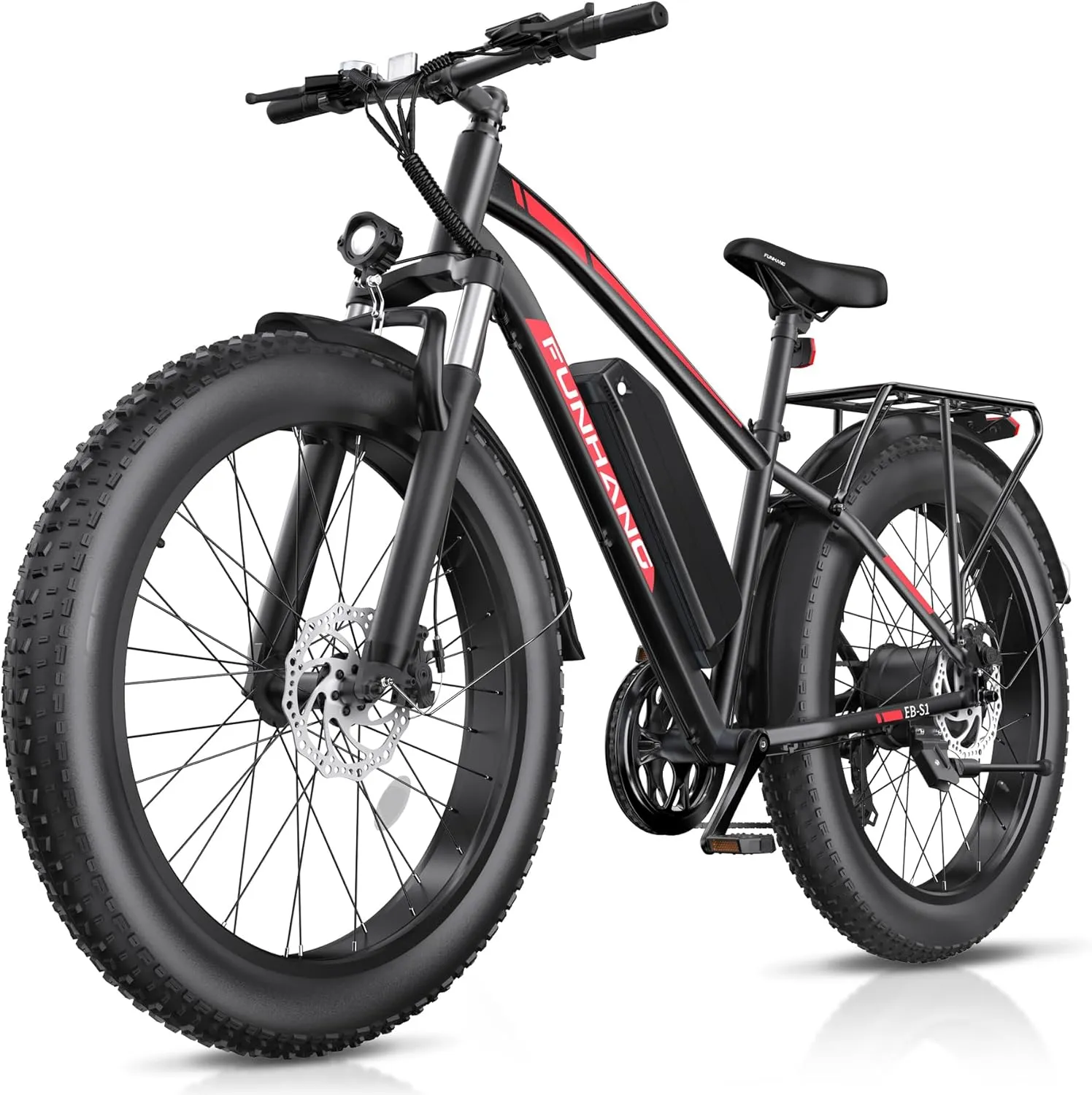Electric Bike for Adults, Peak 1000W Ebike, 25MPH 60Miles Electric Mountain Bike, 26" Fat Tire Adult Electric Bicycle with 48V 13AH Battery, Rear Rack, 7 Speed, Front Suspension, Turn Signal