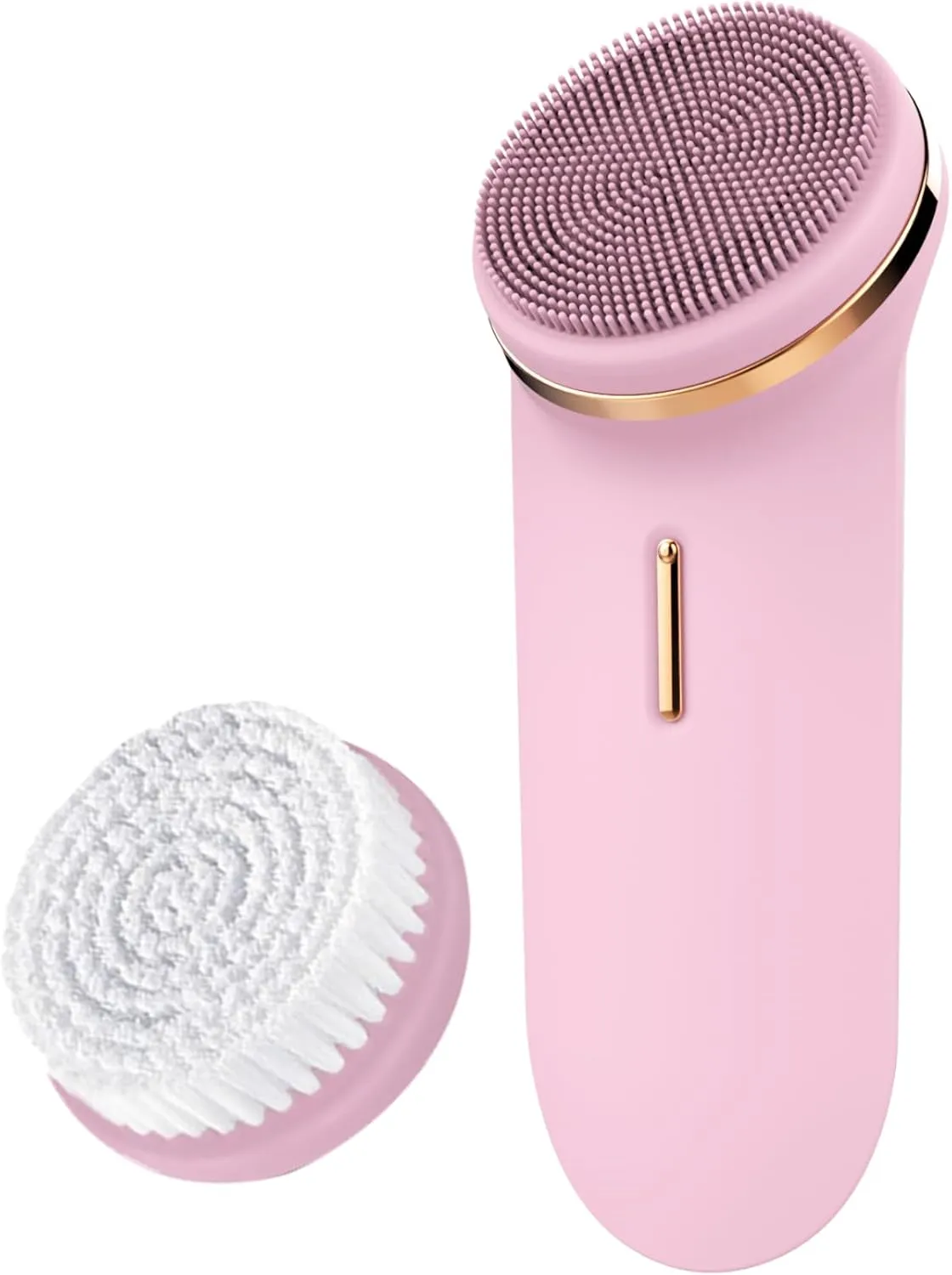 Electric Cleansing Facial Brush - Rechargeable Waterproof Face Exfoliator, 5-Speed Silicone Face Scrubber, Deep Cleanse & Moisturizer, Adjustable Heads, All Skin Types, for Men & Women (Pink Pearl)