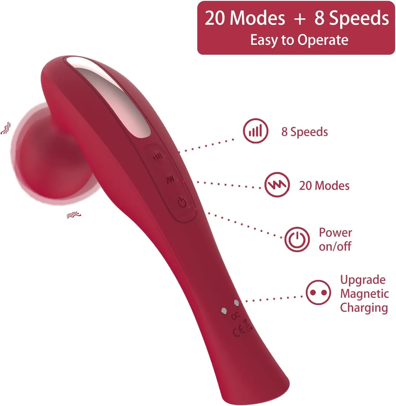Electric Cordless Back Massager-Personal Handheld Portable Fuigarry Full Body Massage Tool,for Shoulder,Neck & Deep Tissue Massage-Relieves Muscle Pain,Fatigue & Restores Damaged Muscle Tissue. (Red)