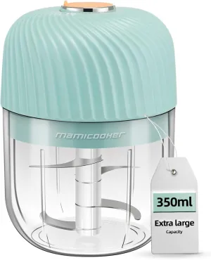 Electric Garlic Chopper, Portable Veggie Chopper, 350ML Garlic Grinder Masher Onion Cutter, Blender to Vegetable, Cordless Food Processor for Ginger, Chili, Fruit, Meat, Spices, Beans, etc(Green)
