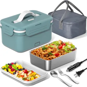 Electric Heated Lunch Box for Car, Truck, Home – 1.8L 100W Portable Food Warmer with 12V/24V/110V/220V Plug – Stainless Steel Leakproof Container – Hot Meal Solution for Work, Travel, Jobsite, Camping