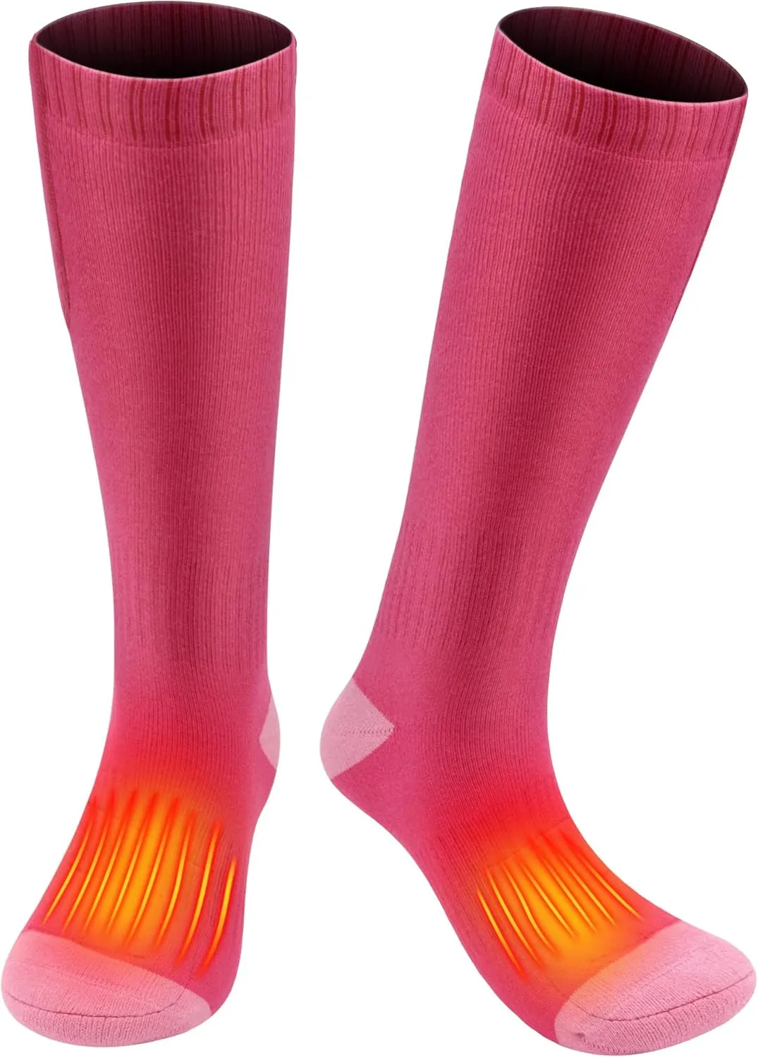 Electric Heated Socks for Women, Rechargeable 3.7V 4000mah Pink Winter Warm Socks Foot Warmer for Skating, Hiking, Camping, Fishing