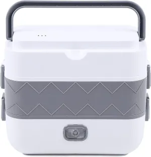 Electric Lunch Box,2L Portable Electric Self Cooking Heating Bento Lunch Box Multifunctional Mini Food Storage Warmer Container Rice Cooker Food Steamer,110V,Stainless Steel
