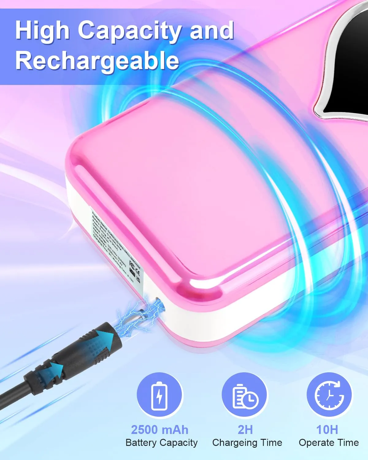Electric Nail Drill Professional: Rechargeable Nail File with Bits for Acrylic Gel Nails, Professional Nail Drill Manicure Pedicure Polishing Shape Tools for Home Salon