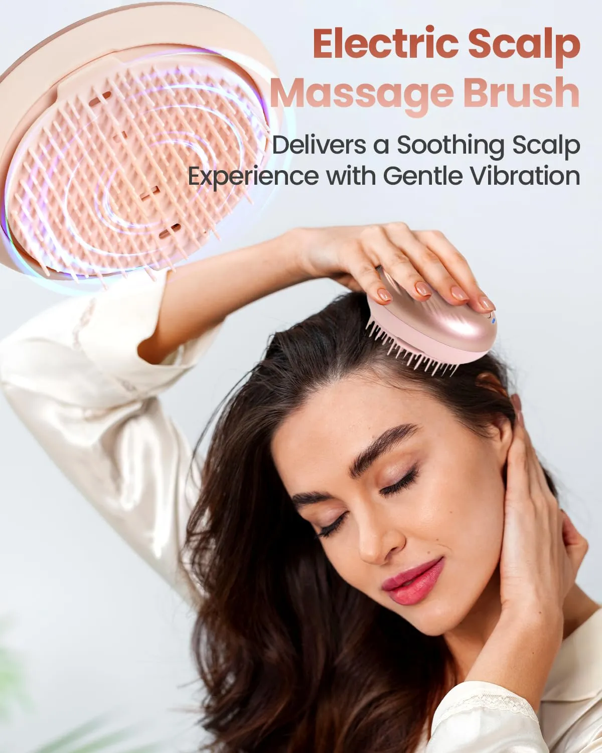 Electric Scalp Massager – Rechargeable Head Massager with Anion Technology, Portable Anti-Frizz Scalp Tool, Scalp Massager Gift for Men & Women(Pink)