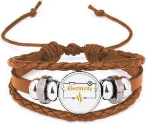 Electric Wave Battery Resistance Switch Bracelet Wristband Leather Jewelry Ornament