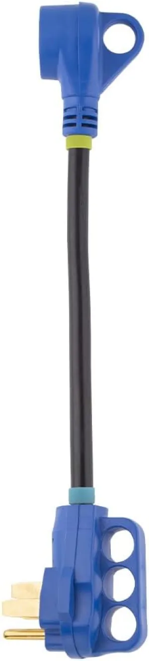 Electric World RV 50 Amp to 30 Amp Adapter Cord | Heavy-Duty, Water-Resistant | 19" Length