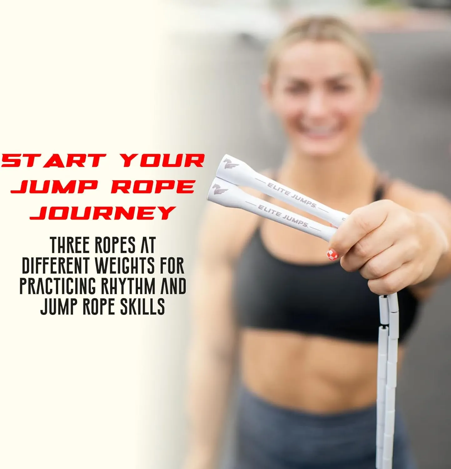 Elite Jumps - Beginner Progression Bundle - 3 Weighted Jump Ropes & Storage Case - Ropes for Beginners, Intermediates, & Advanced Users - Strong & Durable - Progression Training