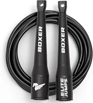 Elite Jumps Boxer Jump Rope 3.0 for Fitness & Cardio Training | Professionally Designed Boxing Jump Rope w/Smooth Action Polymer Handles & Slip-Resistant Grips | Tangle-Free PVC