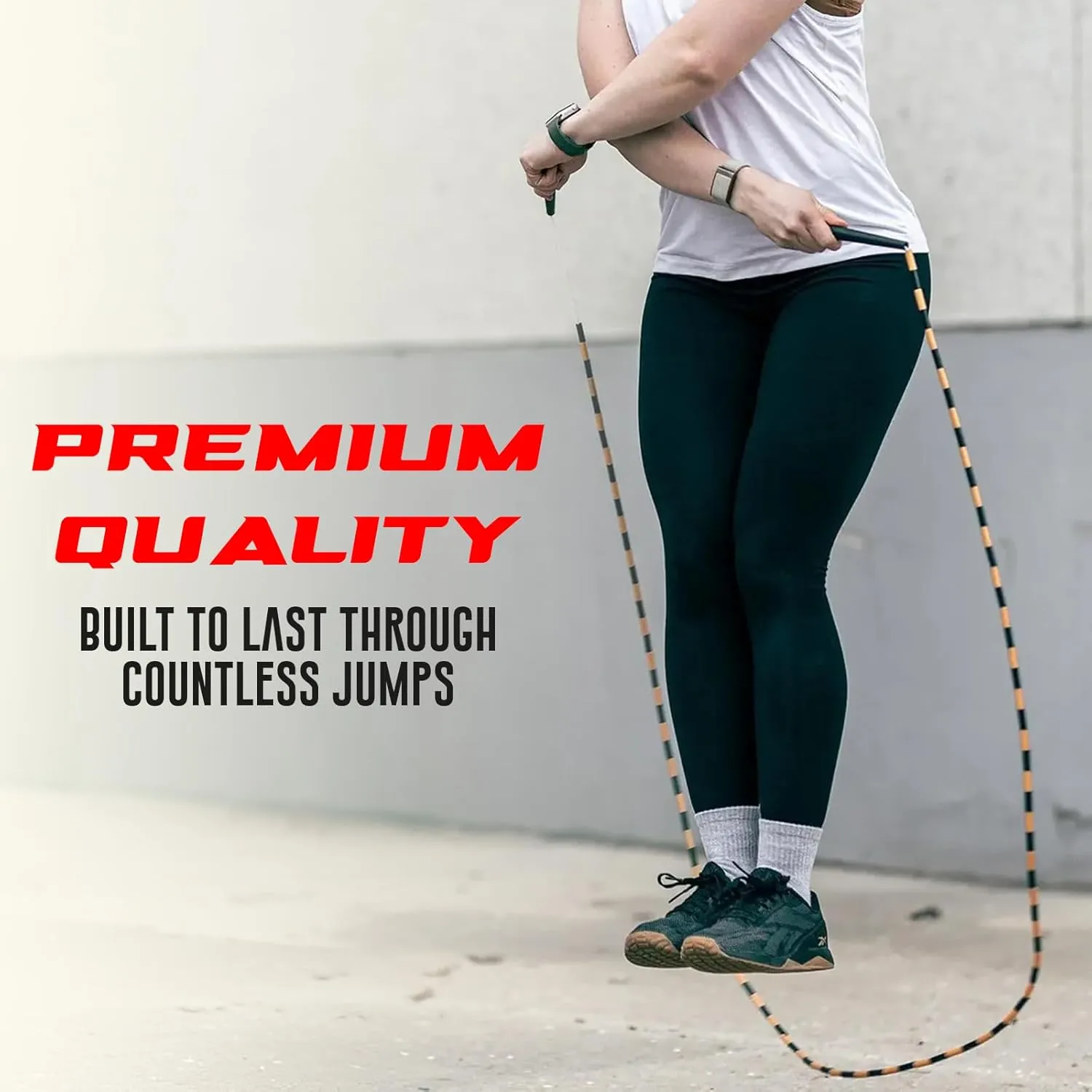 Elite Jumps - Do Hard Things Edge Beaded Jump Rope - For All Ages - Durable & Lightweight - 10ft Long Adjustable Rope - Tangle-Free - Shatterproof 1” Beads - Long Edge Handles