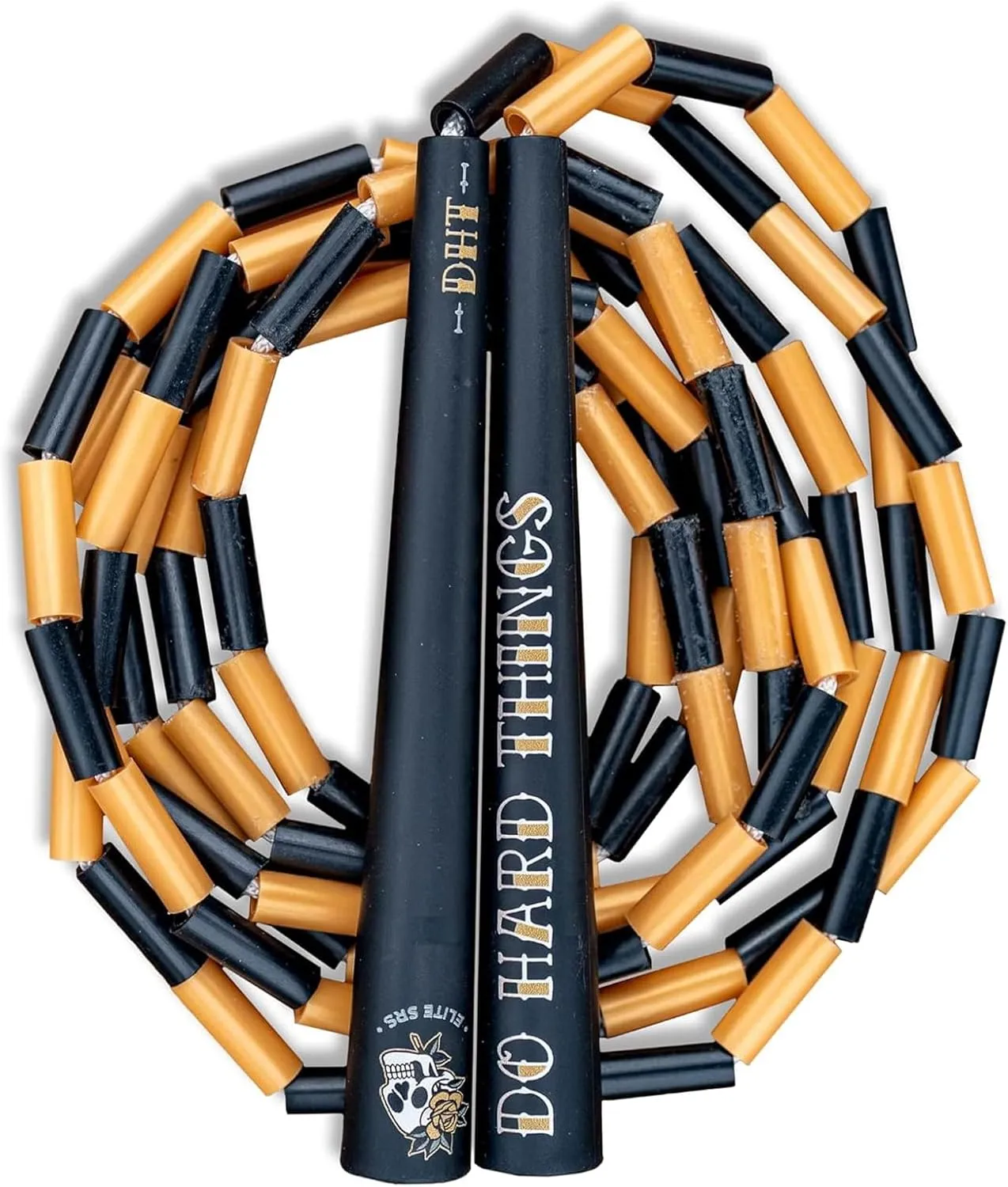 Elite Jumps - Do Hard Things Edge Beaded Jump Rope - For All Ages - Durable & Lightweight - 10ft Long Adjustable Rope - Tangle-Free - Shatterproof 1” Beads - Long Edge Handles