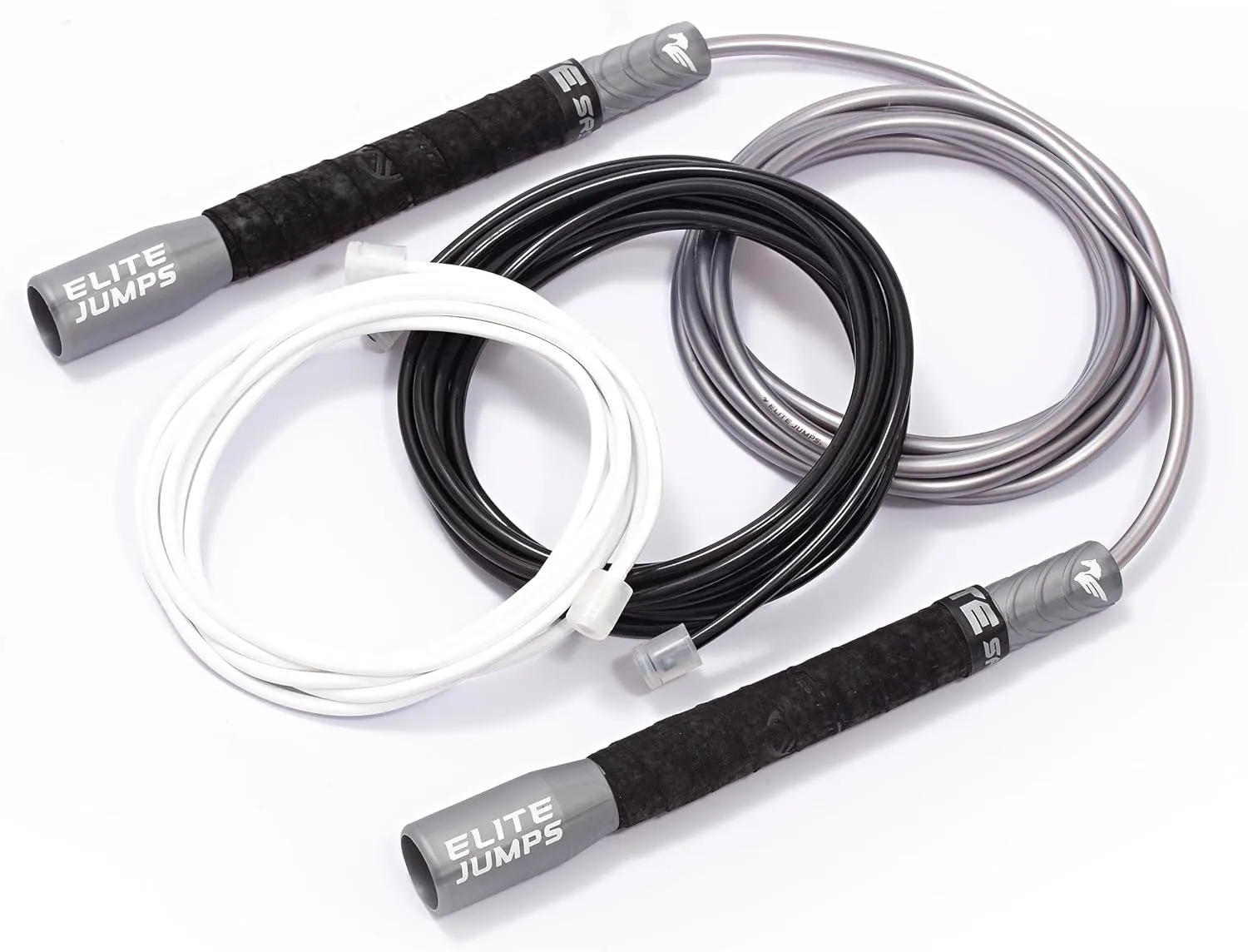 Elite Jumps Freestyle PVC Jump Rope Bundle - Premium Quality Adult Jump Ropes for Fitness - Lightweight Cardio Skipping Jump Rope for Exercise and Training - Unbreakable Grip Tape Handles