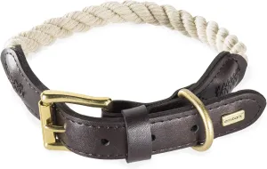 Embark Pets Country Dog Rope Collar - Braided Cotton and Rolled Leather Dog Collar for Large Dogs - Durable Dog Collars for Large Dogs and Strong Build for Training, Walking, Running (X-Large, White)