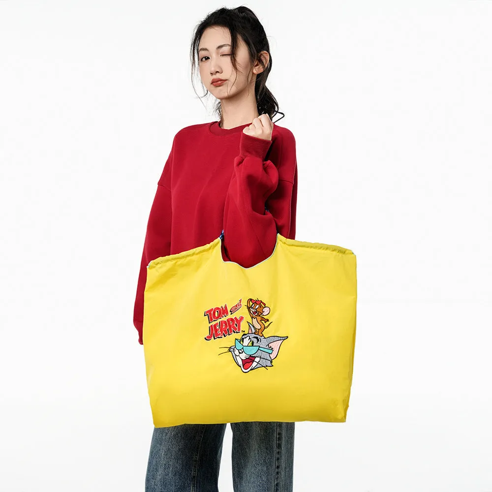 Embroidered Shopping Bag Cute Large Capacity,Cat and Mouse