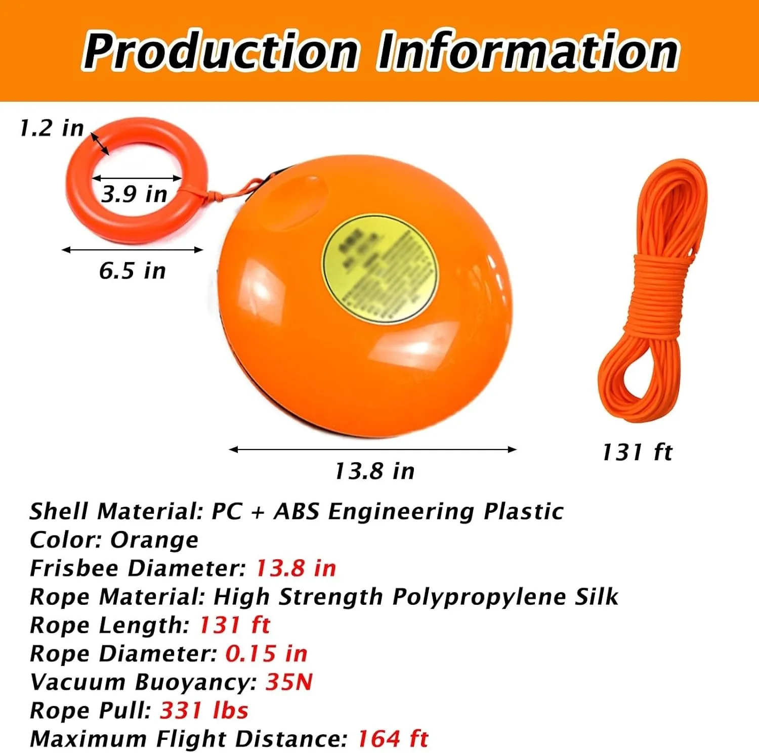 Emergency Rescue Disc, Lightweight Drowning Rescue Disc, Throwable Water Rescue Equipment, High-Visibility Orange Rescue Tray for Pools/Lake/River