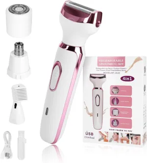 Epilators Hair Removal for Women, 4 in 1 Pluxy Epil Pro 3.0 Women Face Epilator, Facial, Eyebrow and Nose Hair Trimmer for All Skin Types, Removable and Washable Heads