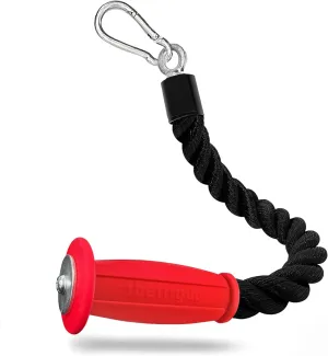 Ergonomic Grip Single Tricep Rope Cable Attachment, 16.5” Length, Comfort Nonslip, Reducing Wrist Pressure & Rubs, Easy to Clean, Gym Pull Machine Accessory for Cable Machines and Smart Gyms