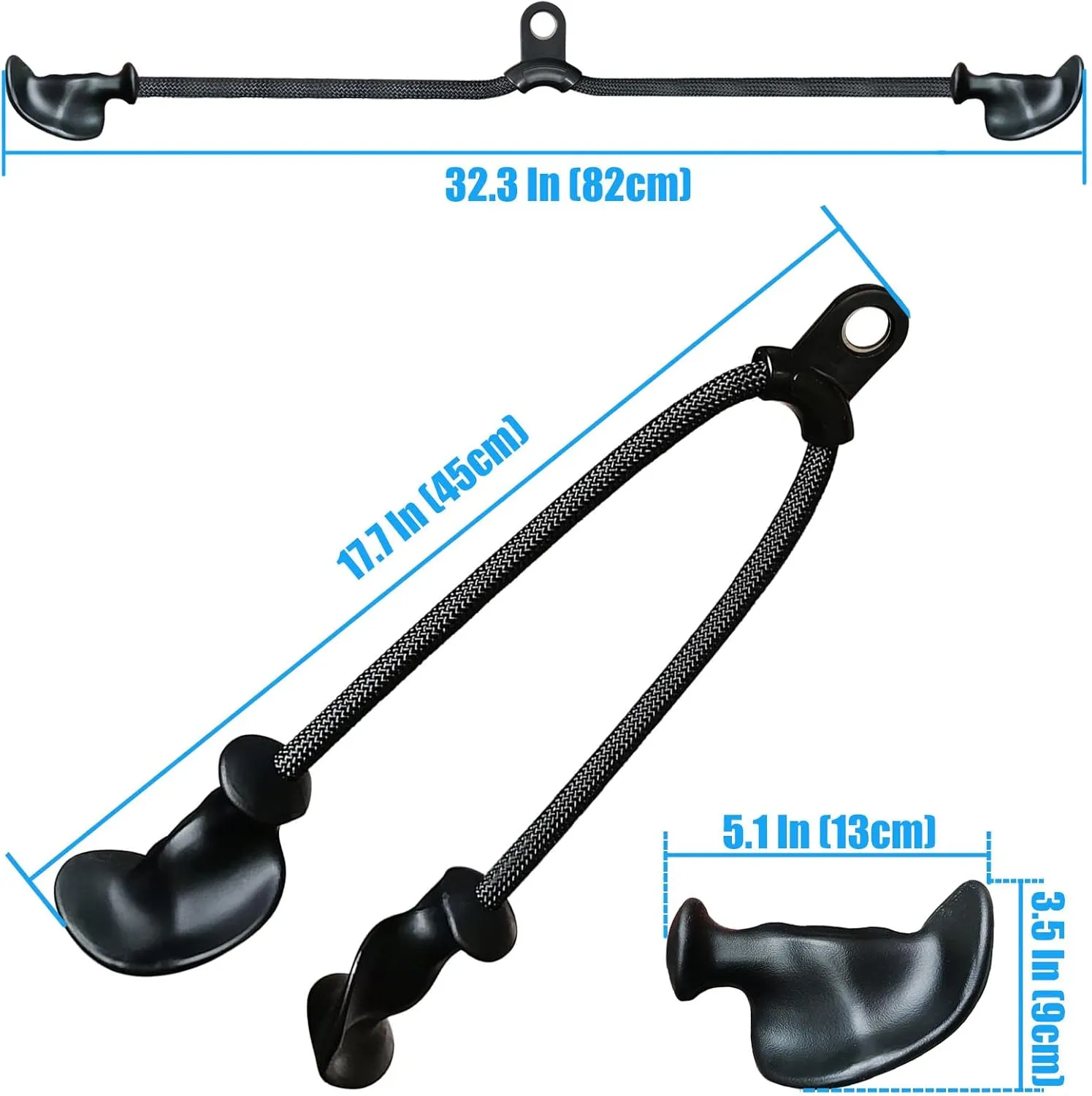 Ergonomic Tricep Rope Pulldown Attachments, Upgraded 27 32 40 & 47 Inch Extra Long Triceps Rope Cable Attachments for Gym, LAT Pull Down Bar for Cable Machine, Tricep Workout Cable Attachments