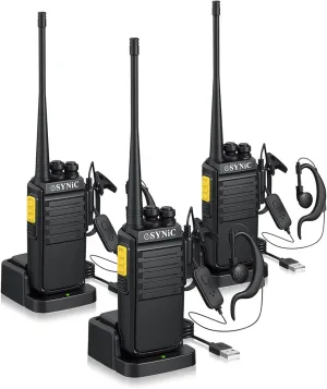 eSynic 3Pack Walkie Talkies 5KM Long Range Digital Walky Talky USB C Rechargeable Long Battery Life 16CH Walkie Talkie with VOX &Noise Reduce Function Supports 32 Privacy Codes Prevent Eavesdropping