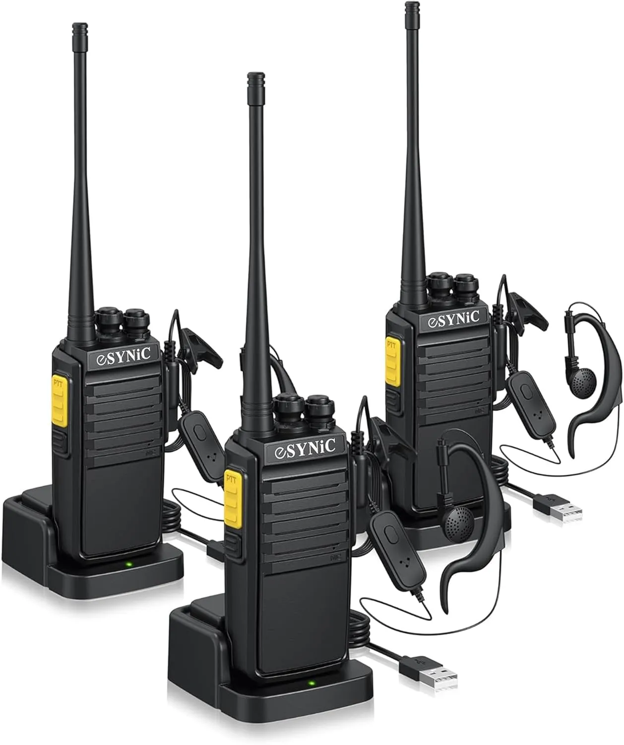 eSynic 3Pack Walkie Talkies 5KM Long Range Digital Walky Talky USB C Rechargeable Long Battery Life 16CH Walkie Talkie with VOX &Noise Reduce Function Supports 32 Privacy Codes Prevent Eavesdropping