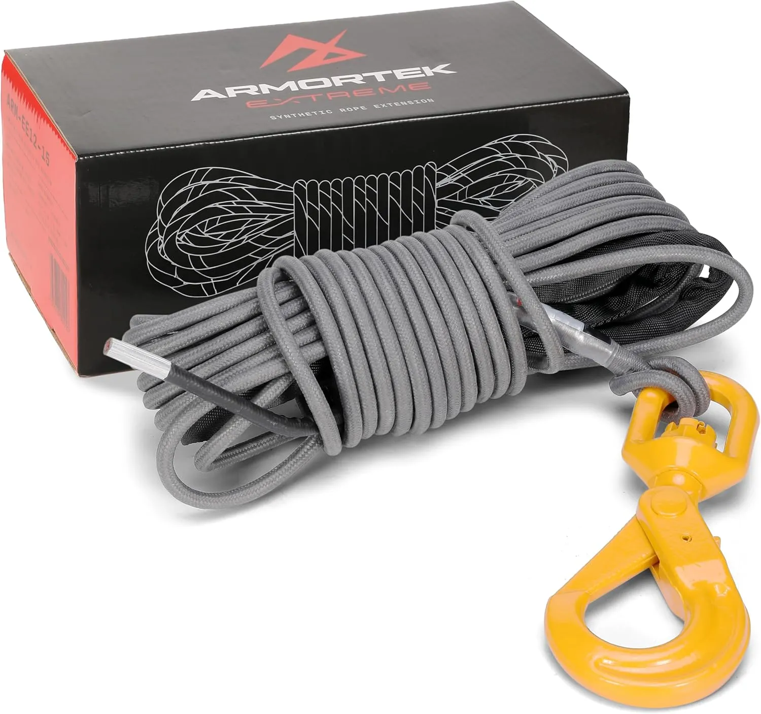 Extreme 3/8" x 50' Synthetic Winch Rope Kit – 18,700 lbs MBL Heavy-Duty Cable Line Replacement for Truck, Jeep, ATV, UTV, Off-Road, Recovery, Towing, Rescue – UV & Abrasion Resistant