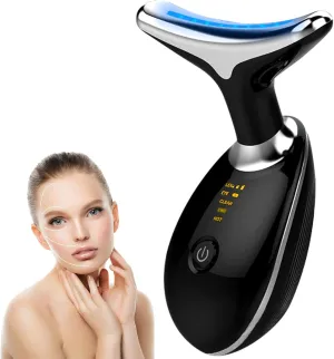 Facial Massager Face and Neck, Red Light Therapy for Face and Neck, Facial Skin Care Tool, 7 Color Led for Face Sculpting Tool at Home (Black)