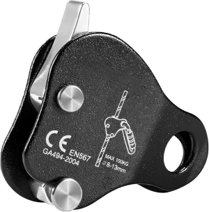 Fall Protection Climbing Device, Aluminum Alloy Rope Grab for Mountaineering, Rescue, Arborists, and Aerial Workers