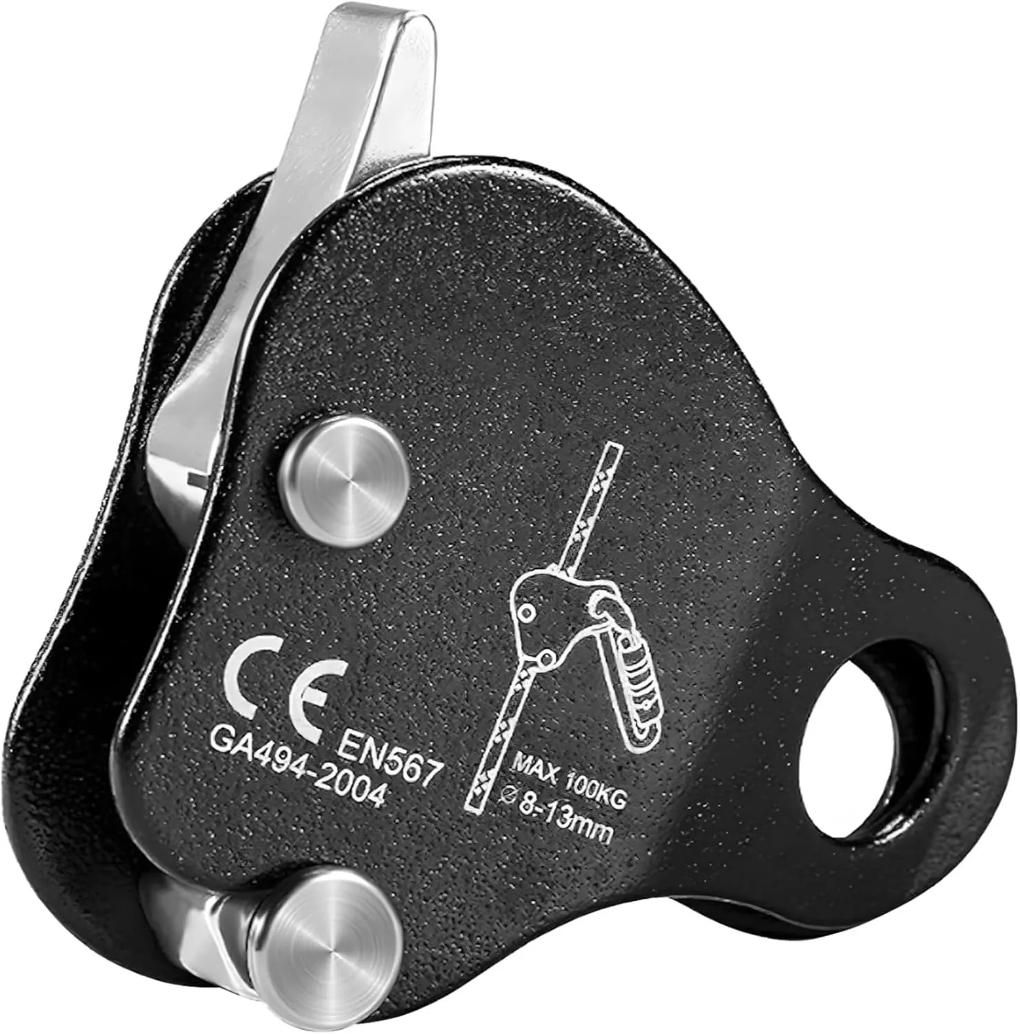 Fall Protection Climbing Device, Aluminum Alloy Rope Grab for Mountaineering, Rescue, Arborists, and Aerial Workers