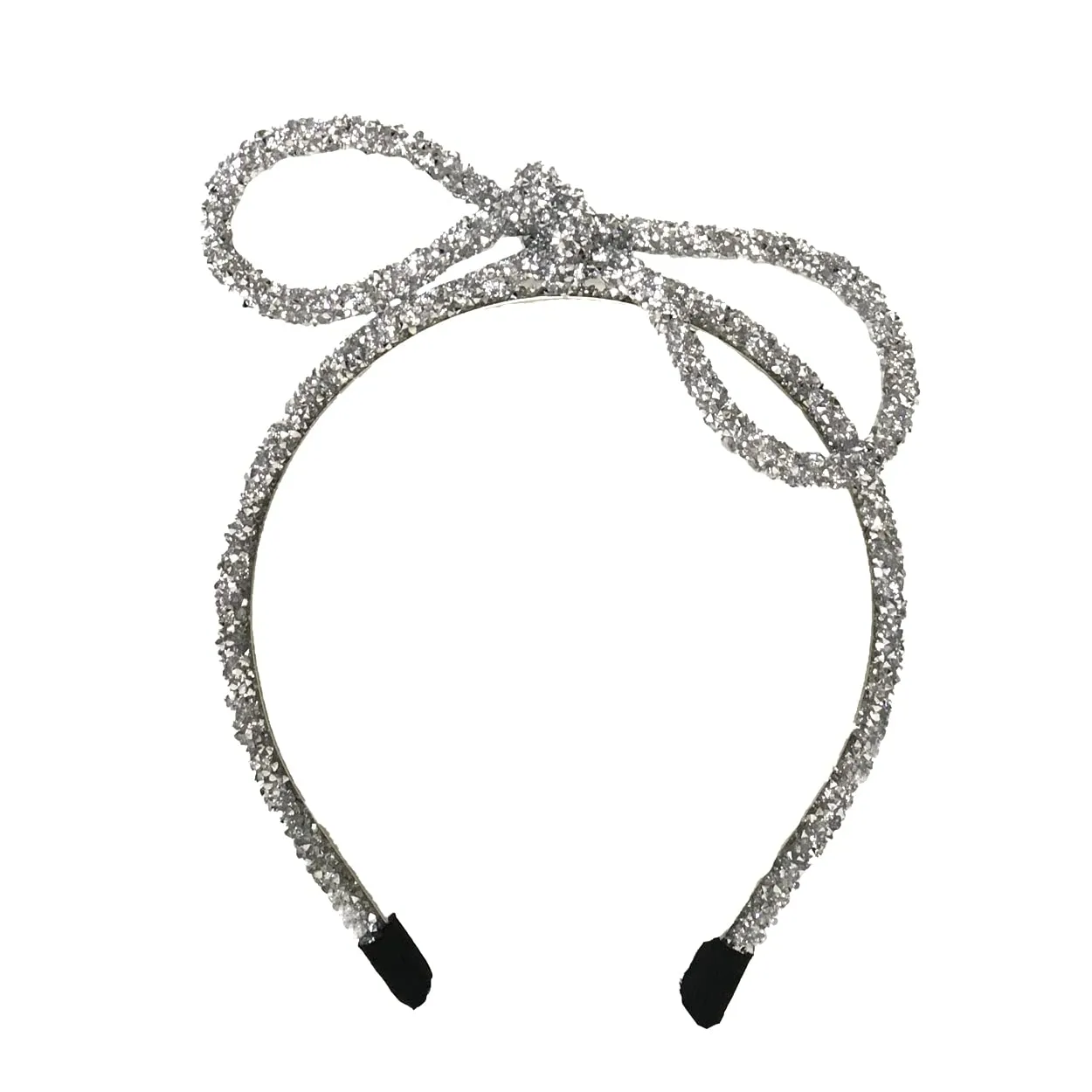 Fashion Culture Women's Glittering Rhinestone Rope Big Bow Headband, Silver