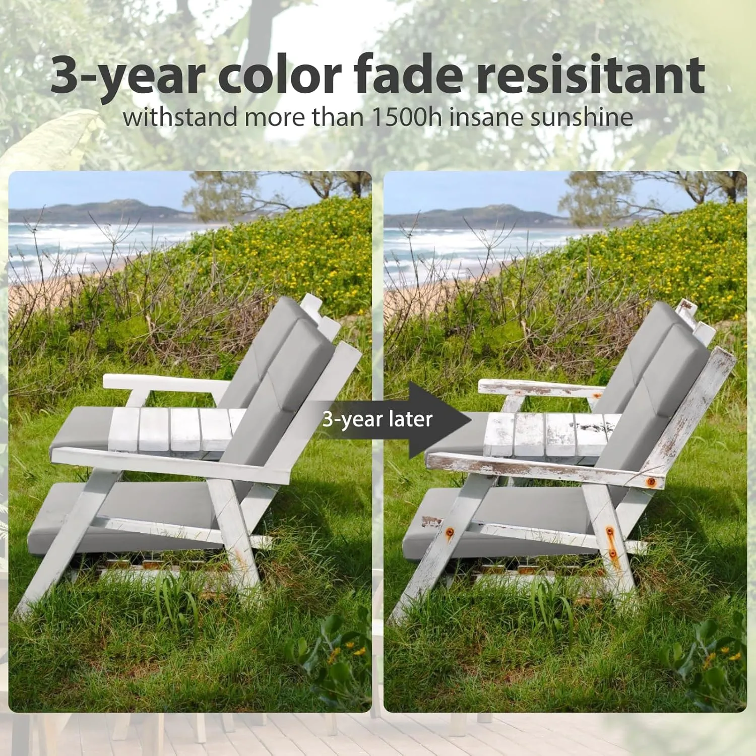 Favoyard Outdoor Chair Cushion 21 x 20 x 2 Inch Waterproof & Color Fade Resistant High Back Patio Furniture Cushion Replacement with Removable Cover, Ties and Hidden Zipper for Outdoor Dining Chairs