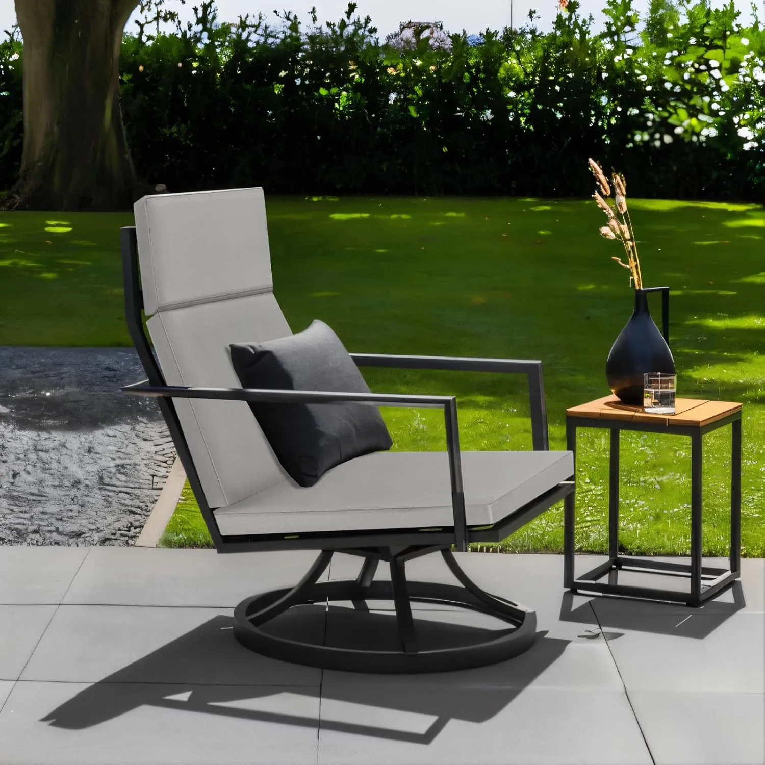 Favoyard Outdoor Chair Cushion 21 x 20 x 2 Inch Waterproof & Color Fade Resistant High Back Patio Furniture Cushion Replacement with Removable Cover, Ties and Hidden Zipper for Outdoor Dining Chairs
