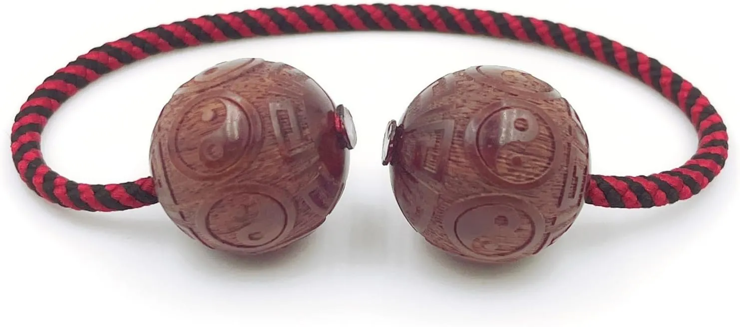 Fidget Beads Skill Toys, Eight Diagram Prayer Beads, Made of Wooden, Worry Beads Fidget Toys, Portable EDC Use at Home or on The Go, Gifts for Skill Players (Red)