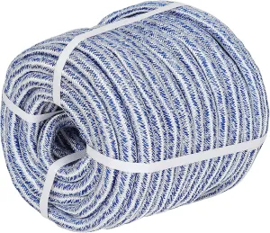findmall 3/4 Inch 200 Feet 24 Strands Braided Line Tree Felling String High Strength Polyester Rope for Swing Camping Bundling Blue White