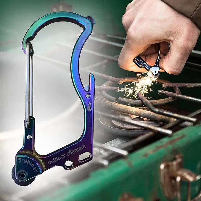 Firebiner 6-in-1 Fire-Starting Carabiner EDC Emergency Multitool -Keychain,Utility Blade,Bottle Opener,& More