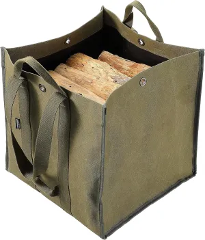Firewood Log Carrier Tote Fire Wood Canvas BC-400 Khaki Durable Easy Carry