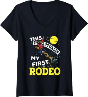 First Rodeo Bull Racing Cowboys Rodeo Bull Rider Bull Riding V-Neck T-Shirt