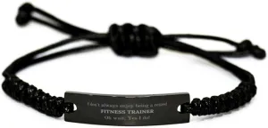 Fitness Trainer Gifts, Enjoy being a retired Fitness Trainer, Appreciation Retirement Black Rope Bracelet for Fitness Trainer, Men, Women, Friends, Coworkers