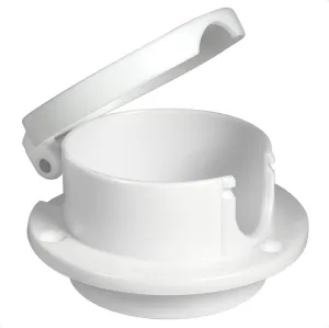 Five Oceans Rope Deck Pipe for Up to 7/8" Rope, White Polymer Fiber Reinforced, Snap-Down Cover, Durable Marine Deck Fitting - FO4858