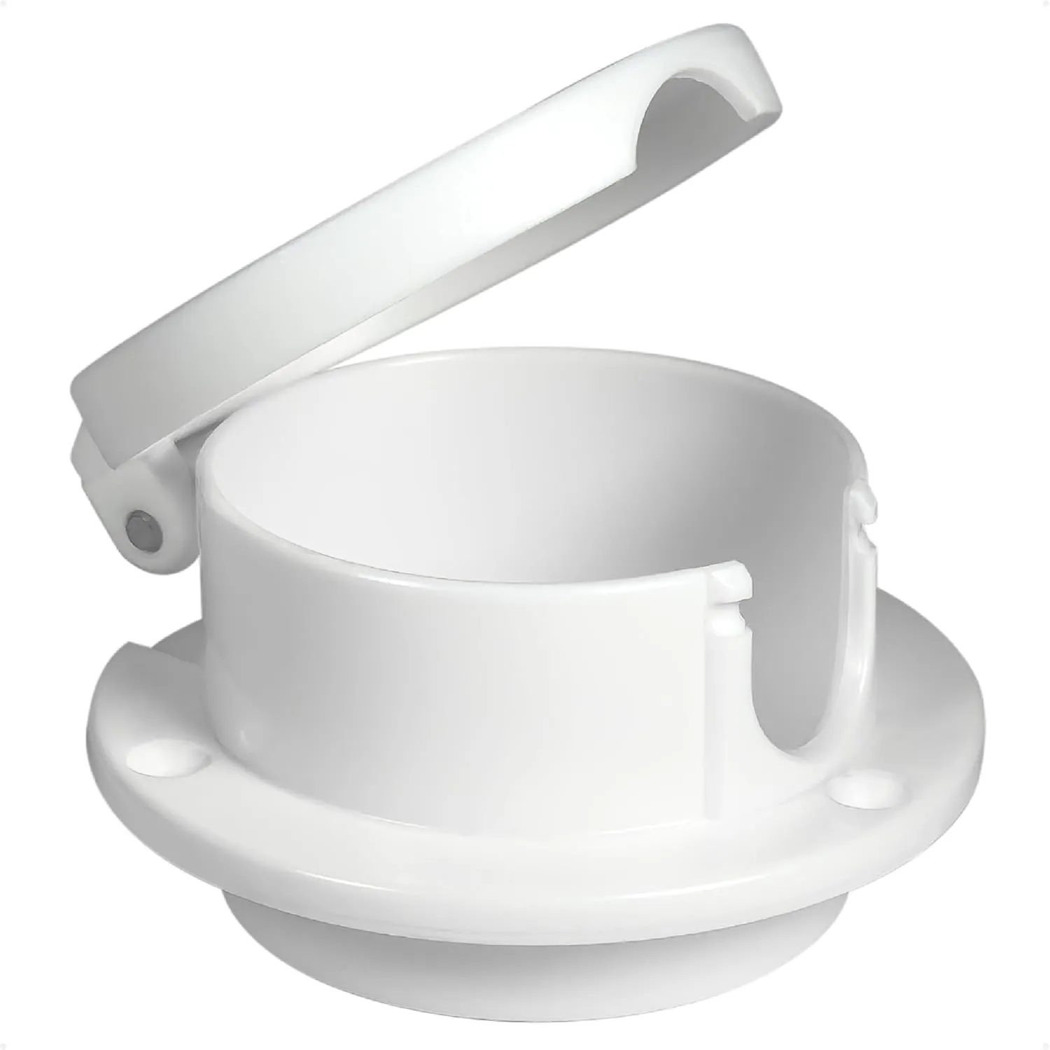 Five Oceans Rope Deck Pipe for Up to 7/8" Rope, White Polymer Fiber Reinforced, Snap-Down Cover, Durable Marine Deck Fitting - FO4858