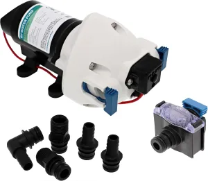 Flojet RV Water Pump R3526144D, 12 VDC 3-Chamber - Small Water Pump Ideal for Boats/Camper-Trailers - 3 GPM, 50 PSI - Self-Priming - Corrosion-Resistant & Quiet - Auto Shut-Off - Withstands Up to 160F