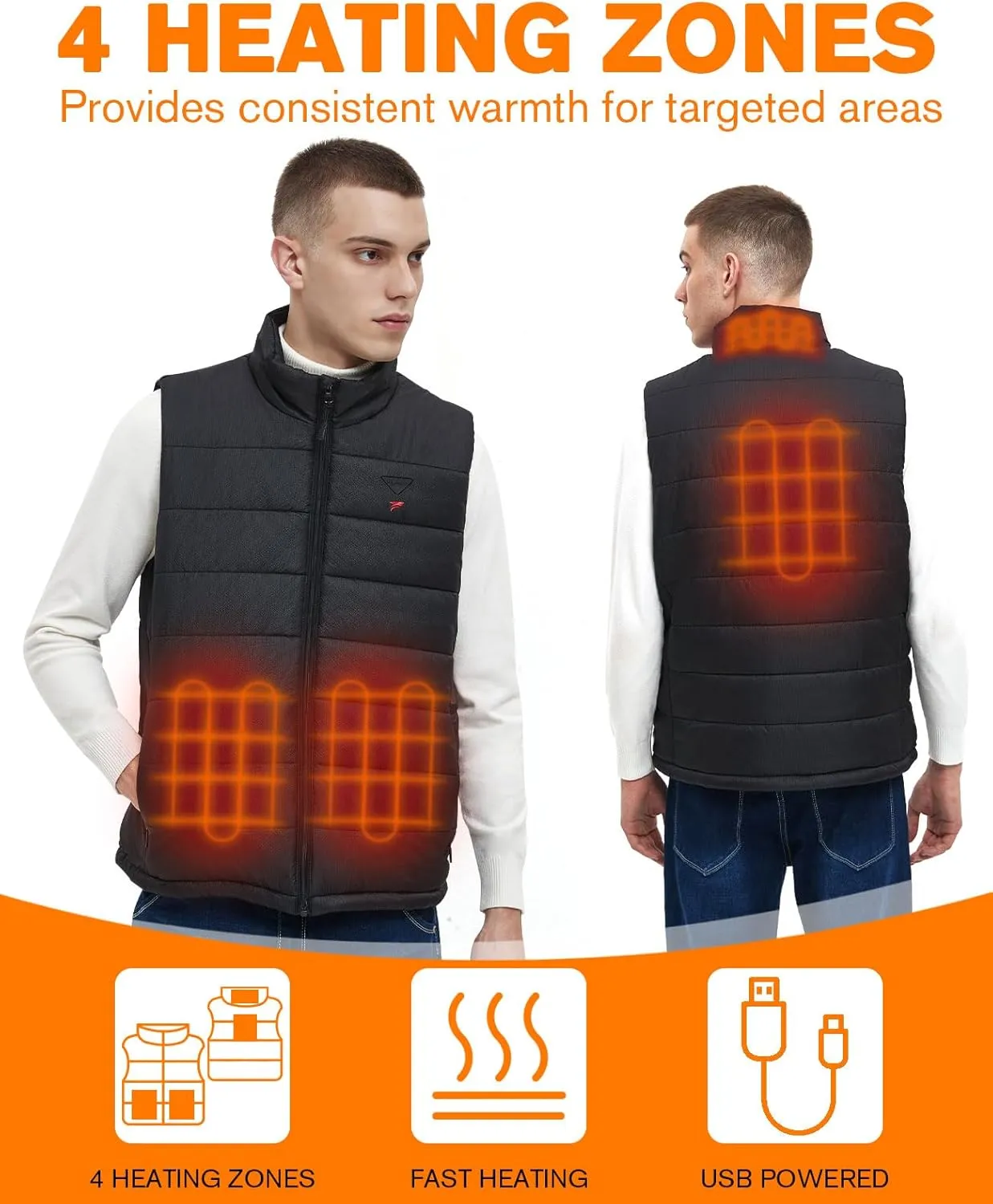 Flyhare Heated Vest for Men with Battery Pack Included, Warming Men's Heated Vest Electric, Lightweight Heated Jacket