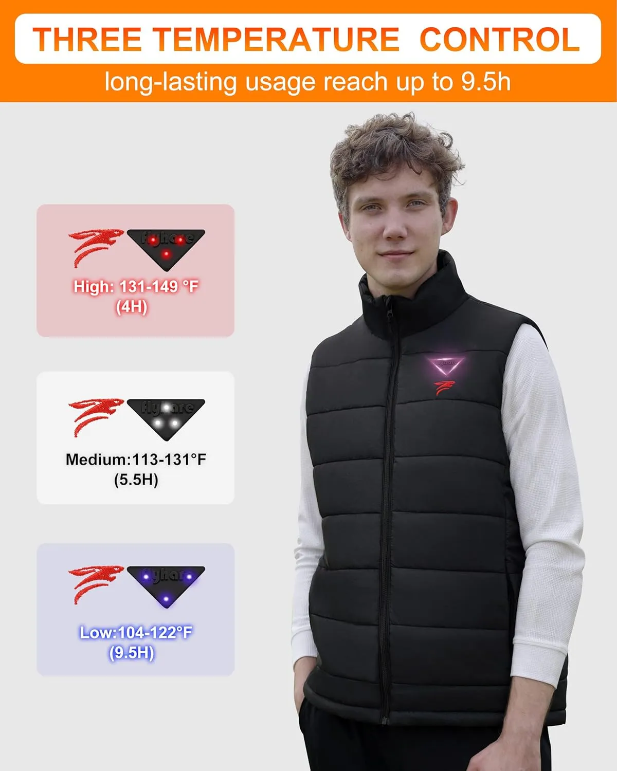 Flyhare Heated Vest for Men with Battery Pack Included, Warming Men's Heated Vest Electric, Lightweight Heated Jacket