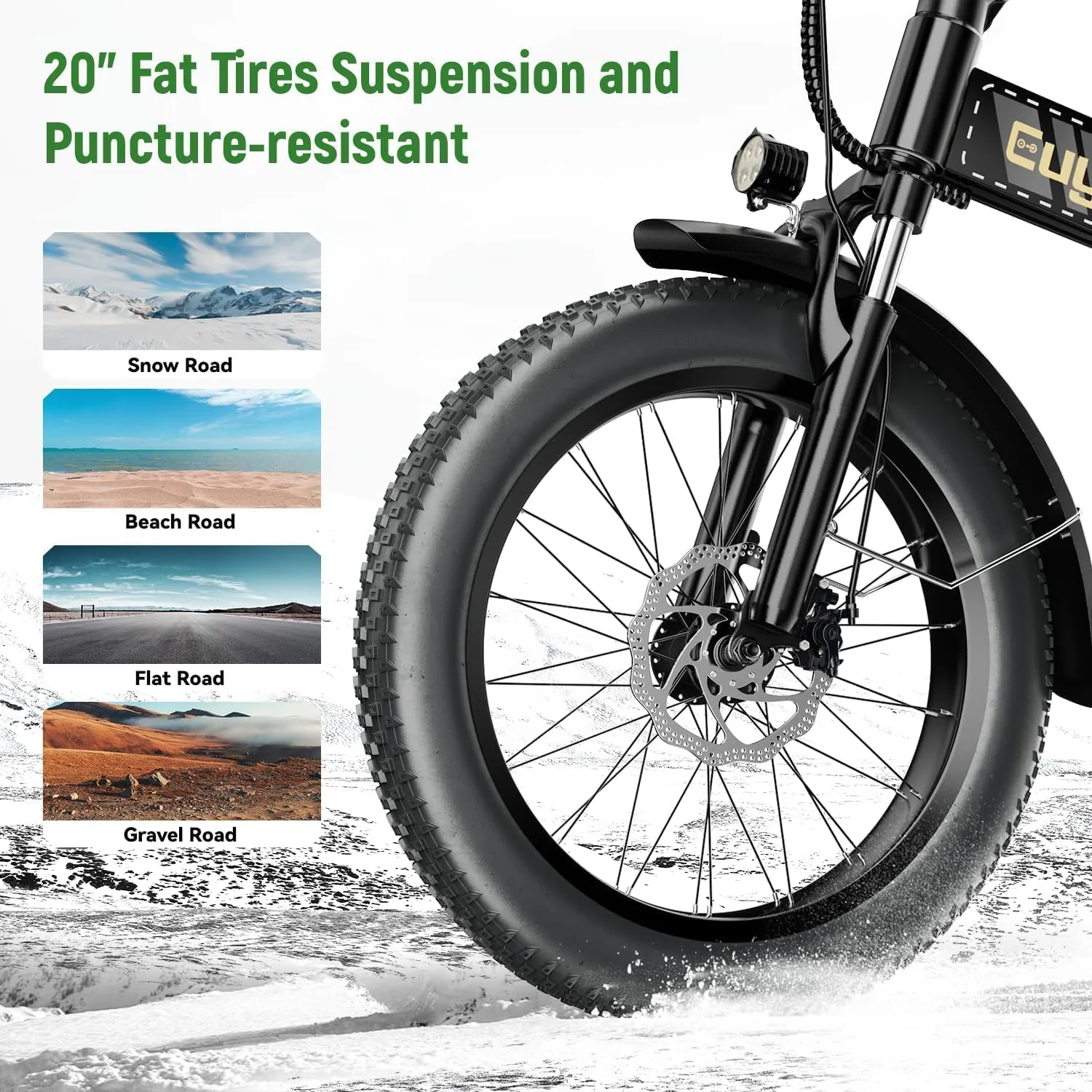 Foldable Electric Bike for Adults, 30 MPH, 48V 20Ah Removable Battery up to 80Miles, 20" Fat Tire Peak 1000W Motor Dirt Ebike Adult Electric Bicycle for City Commute Beach Mountain Adventurous E Bike