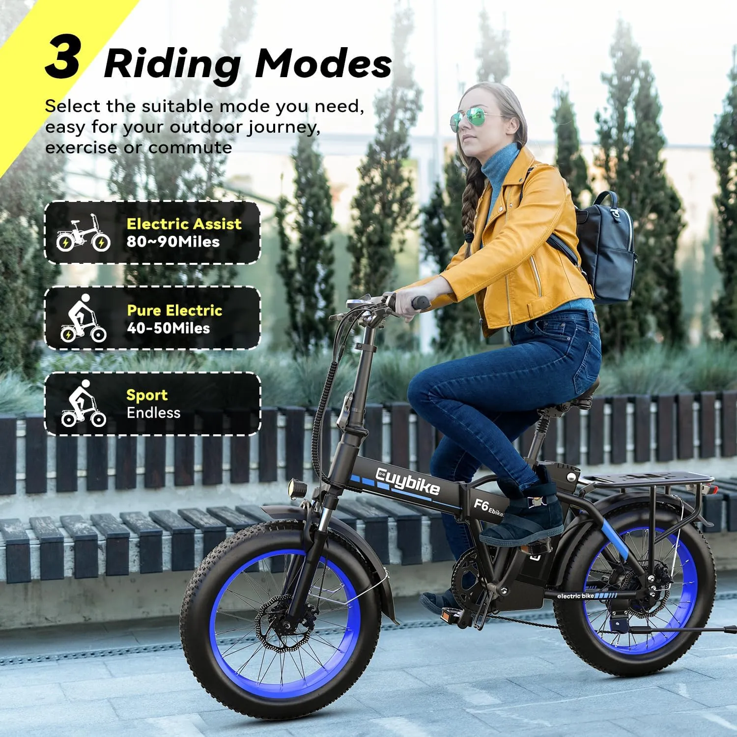 Foldable Electric Bike for Adults, 30 MPH, 48V 20Ah Removable Battery up to 80Miles, 20" Fat Tire Peak 1000W Motor Dirt Ebike Adult Electric Bicycle for City Commute Beach Mountain Adventurous E Bike