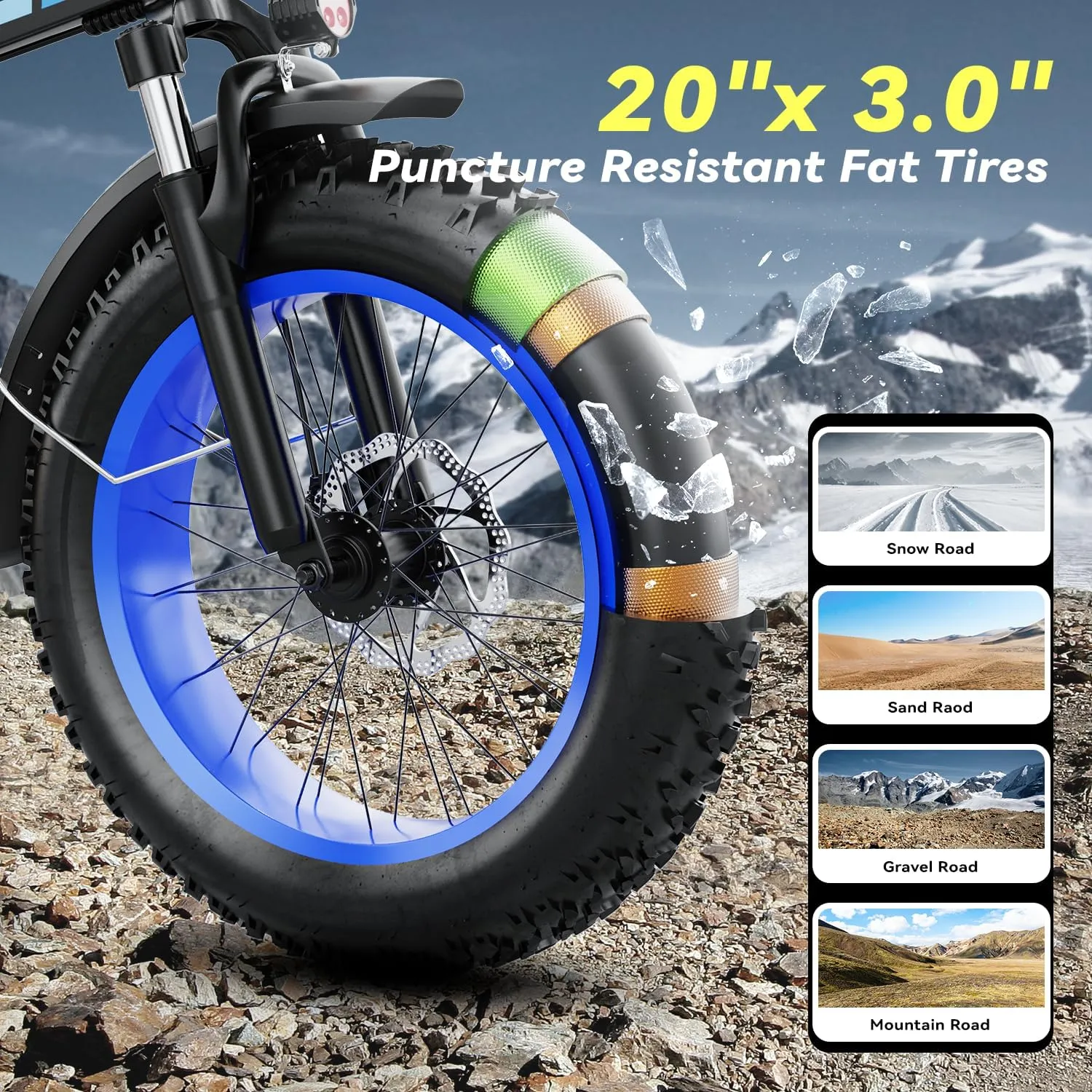 Foldable Electric Bike for Adults, 30 MPH, 48V 20Ah Removable Battery up to 80Miles, 20" Fat Tire Peak 1000W Motor Dirt Ebike Adult Electric Bicycle for City Commute Beach Mountain Adventurous E Bike