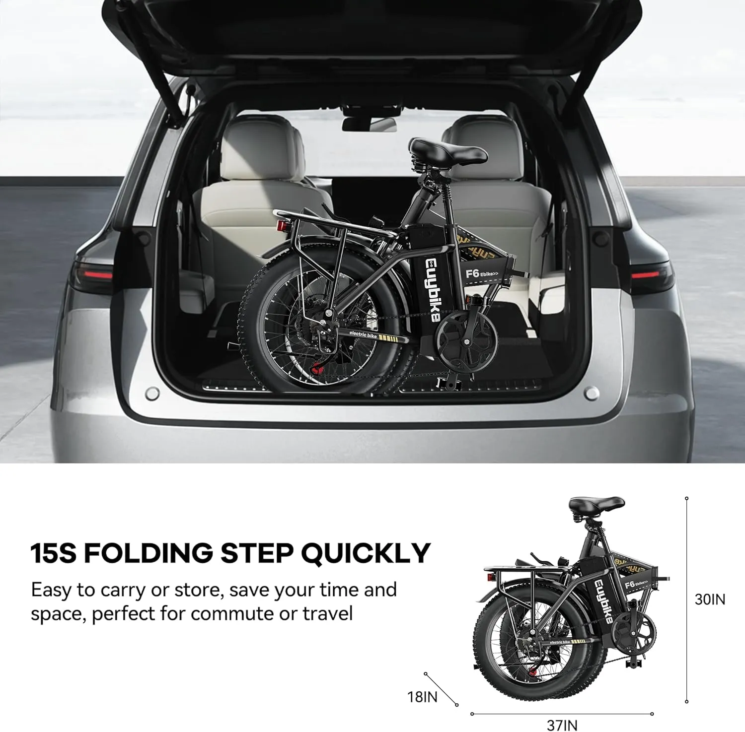 Foldable Electric Bike for Adults, 30 MPH, 48V 20Ah Removable Battery up to 80Miles, 20" Fat Tire Peak 1000W Motor Dirt Ebike Adult Electric Bicycle for City Commute Beach Mountain Adventurous E Bike