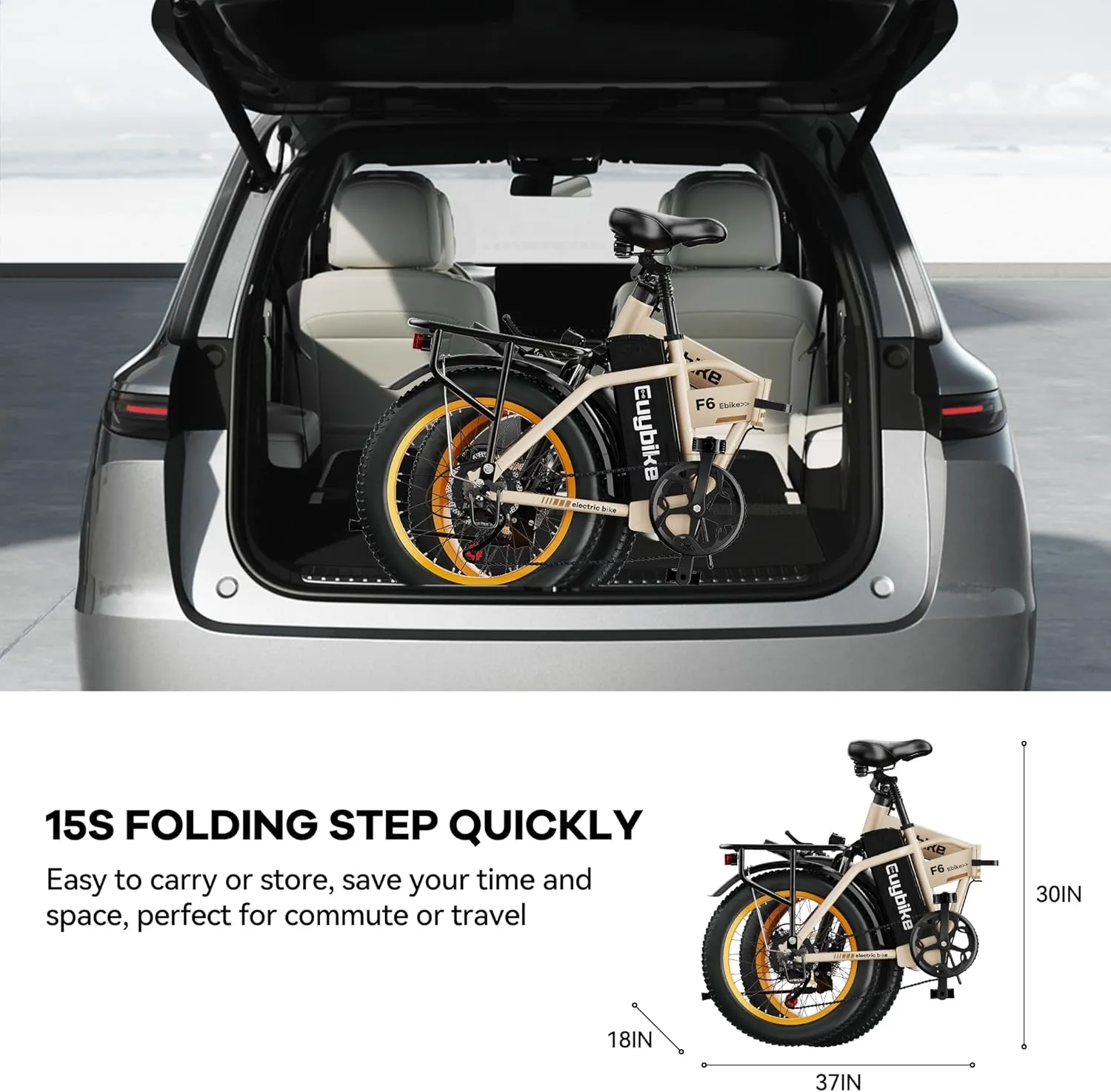 Foldable Electric Bike for Adults, 30 MPH, 48V 20Ah Removable Battery up to 80Miles, 20" Fat Tire Peak 1000W Motor Dirt Ebike Adult Electric Bicycle for City Commute Beach Mountain Adventurous E Bike