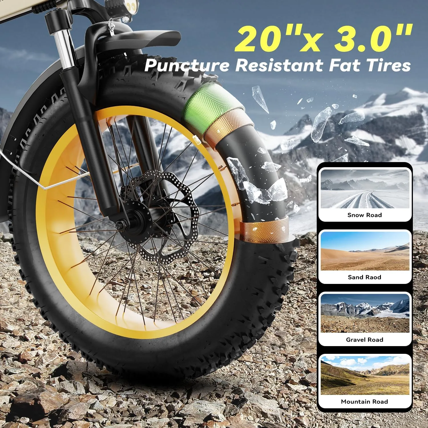 Foldable Electric Bike for Adults, 30 MPH, 48V 20Ah Removable Battery up to 80Miles, 20" Fat Tire Peak 1000W Motor Dirt Ebike Adult Electric Bicycle for City Commute Beach Mountain Adventurous E Bike