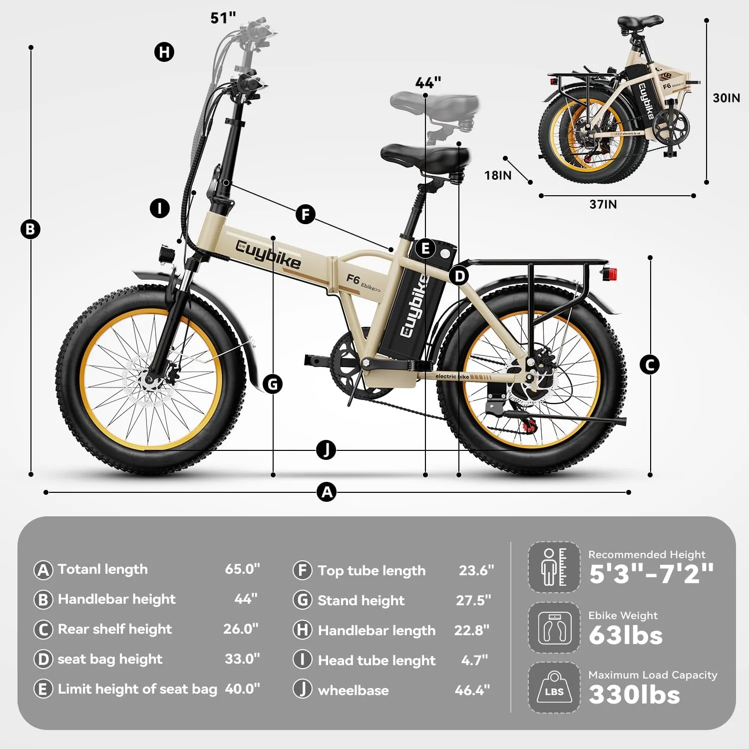 Foldable Electric Bike for Adults, 30 MPH, 48V 20Ah Removable Battery up to 80Miles, 20" Fat Tire Peak 1000W Motor Dirt Ebike Adult Electric Bicycle for City Commute Beach Mountain Adventurous E Bike